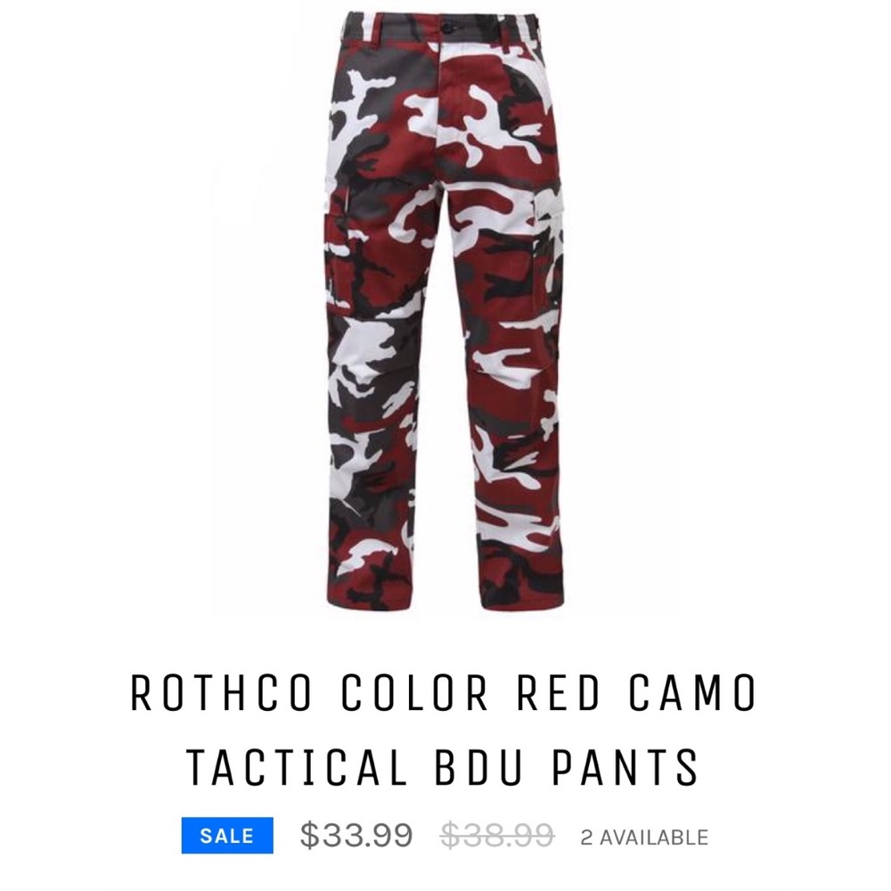 🖤❤️NWOT ROTHCO CAMO RED PANTS ❤️🖤